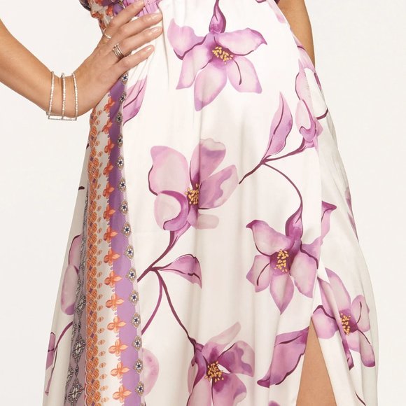 NEW Ramy Brook Size L Women's Elsie Halter Maxi Dress - Ivory Aloha - Picture 5 of 6